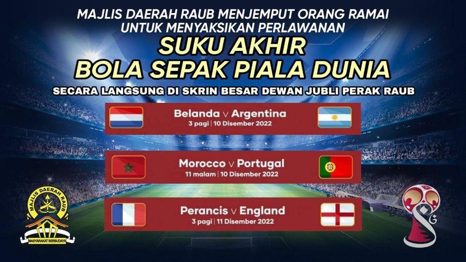 poster jadual fifa world cup 2022 siaran langsung di dewan jubli perak, raub